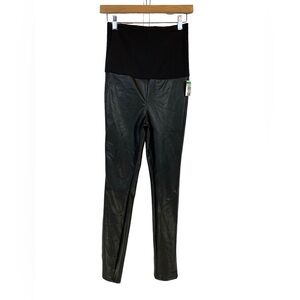 Preggo Leggings Rock Star Mamacita Maternity Faux Leather Leggings - Black - Med